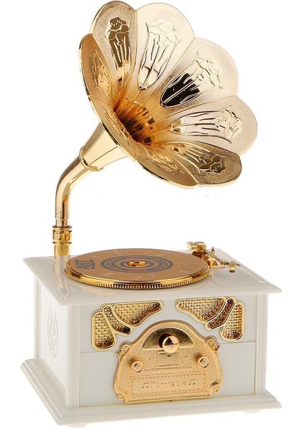 Gramofon Müzik Kutusu Beyaz