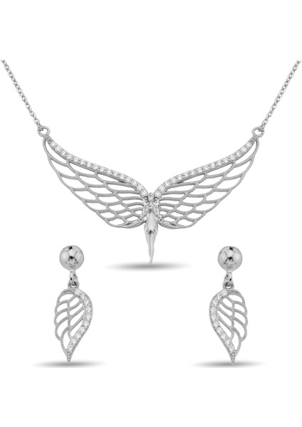 Zirkon Taşlı Gümüş Melek Set