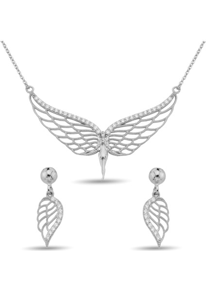 Zirkon Taşlı Gümüş Melek Set