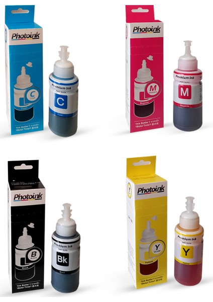 Uyumlu 4 Renk Takım (4X70 Ml) Mürekkep -/L110/L210/L220/ L300/L310/L355/L365/L550/L565 /L800/L382/L386/L1300/L1800/L3050/L3060/L3070 Uyumu