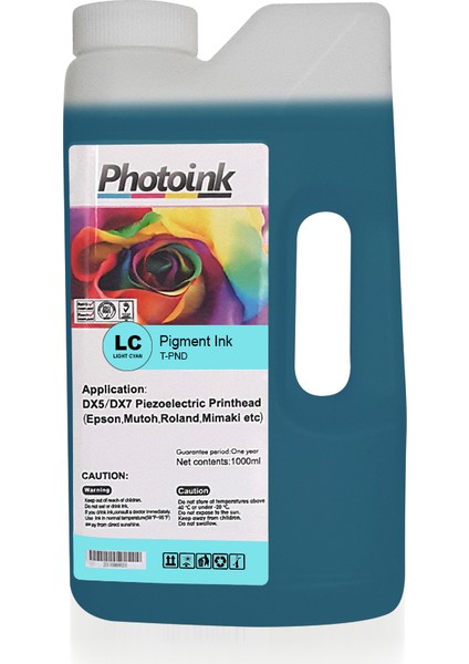 Dx5 ve Dx7 Kafalar İçin 1000 Ml Açık Mavi Light Cyan Pigment Plotter Mürekkep (T-Pnd)