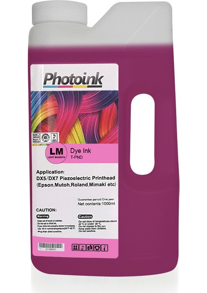 Photo Ink Dx5 ve Dx7 Kafalar İçin 1000 Ml Açık Kırmızı Light Magenta Dye Plotter Mürekkep (T-Pnd)