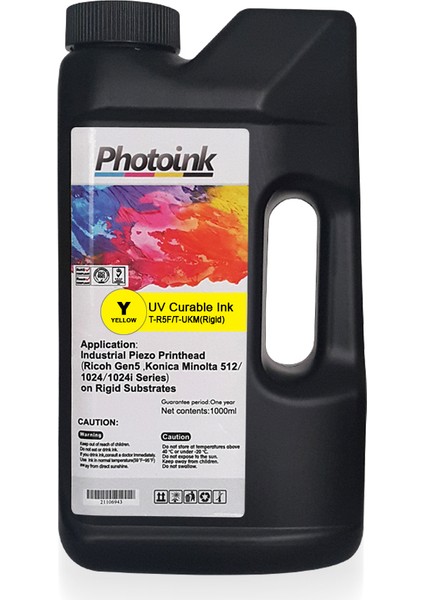 Ricoh Gen5 / Konica 512/1024 Kafalar İçin 1000 Ml Sarı Yellow Uv Mürekkep (Sert ve Yumuşak Zemin) T-R5F