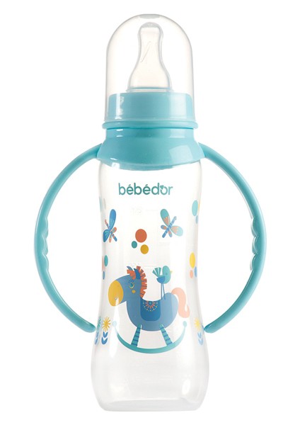 Desenli Kulplu Kolay Kavrama Biberon 3+Ay 250 ml. Yeşil