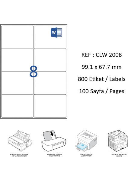 Clw-2008 99.1 X 67.7 Mm Lazer Etiket