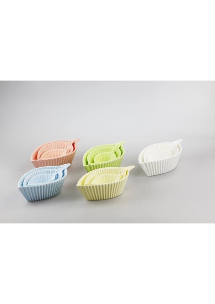 Yaprak Şekilli 3 Parca New Bone China Cerez Seti 23-18-12Cm