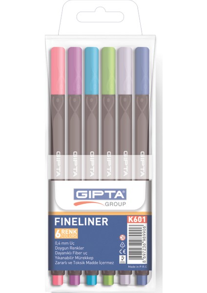 Fineliner Kalem 0,4 Mm - Pvc Blister - Üçgen-6 Renk