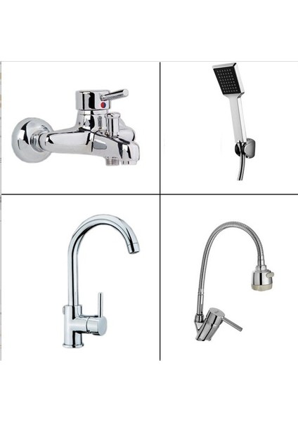 Delta Spiralli Evye + Lavabo + Banyo Bataryası + Duş Takımı