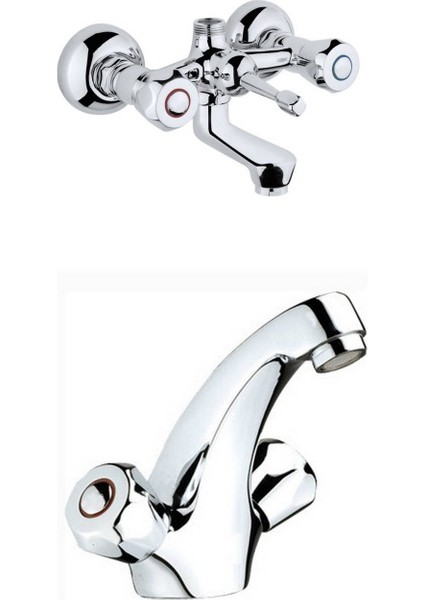 Klasik Çevirmeli Banyo Ve Kartal Lavabo Bataryası