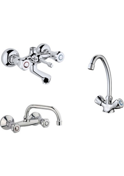 Klasik Çevirmeli Banyo + Kuğu Evye Ve Lavabo Bataryası