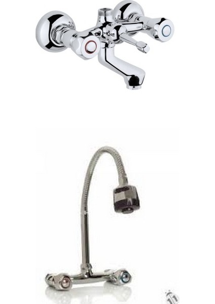 Klasik Çevirmeli Banyo Ve Spiralli Lavabo Bataryası