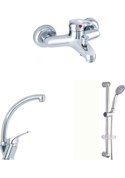 Mix Kuğu Evye Ve Banyo Bataryası + Sürgülü Duş Takımı