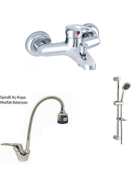 Mix Spiralli Evye Ve Banyo Bataryası + Sürgülü Duş Takımı