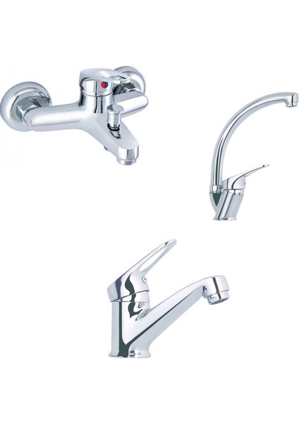 Mix Kuğu Evye + Sabit Lavabo Ve Banyo Bataryası