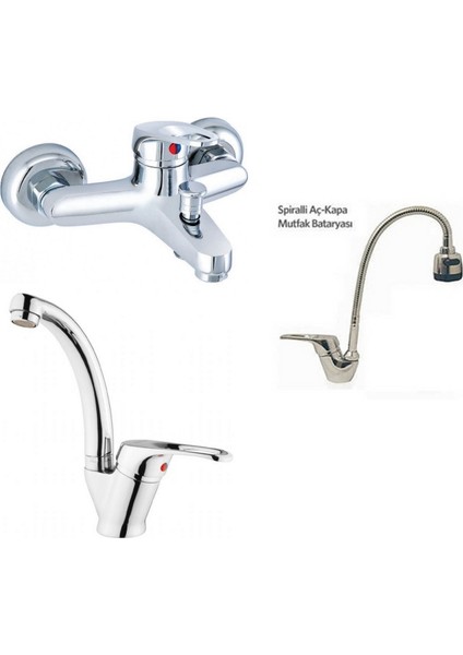 Mix Spiralli Evye + Kuğu Lavabo Ve Banyo Bataryası