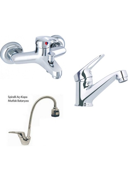 Mix Spiralli Evye + Sabit Lavabo Ve Banyo Bataryası