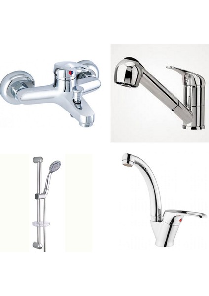 Mix Banyo + Lavabo + Spiralli Mutfak Bataryası Ve Sürgülü Duş Takımı