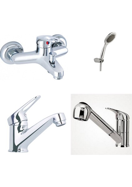 Mix Banyo + Sabit Lavabo + Spiralli Mutfak Bataryası Ve Duş Takımı