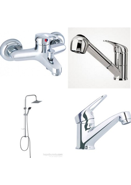 Mix Banyo + Sabit Lavabo + Spiralli Mutfak Bataryası Ve Robot Duş Takımı