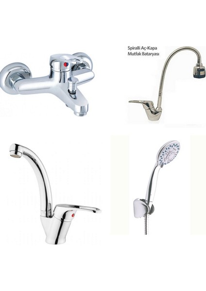 Mix Spiralli Evye + Banyo + Kuğu Lavabo Bataryası Ve Duş Takımı