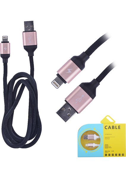 Kopmaz Karışmaz 2.4A Hızlı Şarj iPhone Uyumlu 5S,5C/ 6S Plus Lightning Usb Kablo