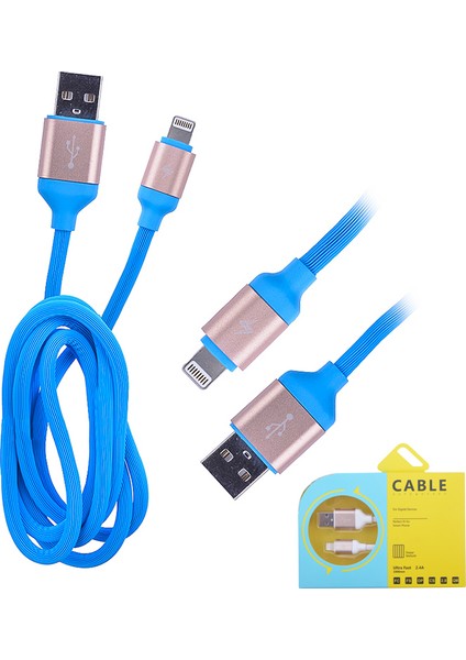 Kopmaz Karışmaz 2.4A Hızlı Şarj iPhone Uyumlu 5S,5C/ 6S Plus Lightning Usb Kablo