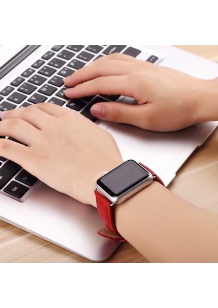 Apple Watch Uyumlu 42Mm Deri Kordon Kayış Crocodile