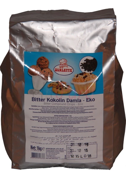 Ovalette Bitter Kokolin Damla Çikolata 1 Kg