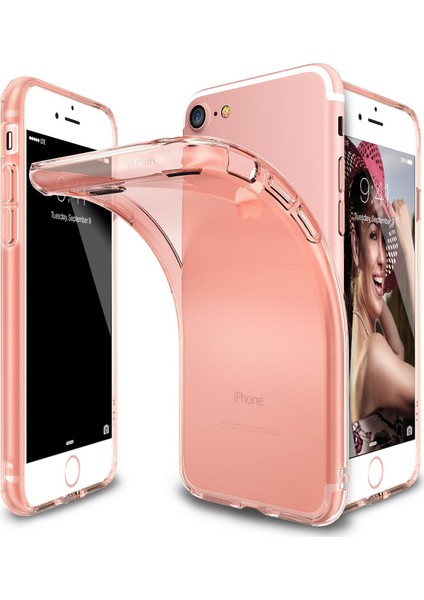 Air iPhone 7/8 Kılıf Rose Gold - Ultra Hafif Esnek İnce Renkli Transparan