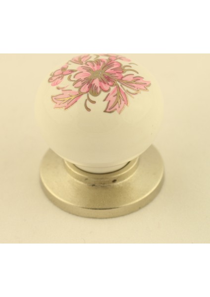 Gurcay Pembe Çiçekli Porselen Kulp Saten Taban