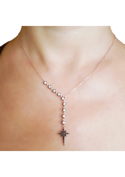 Kuzey Yıldızı Elmas Rose Gümüş Kolye (Gk00364) fiyatları