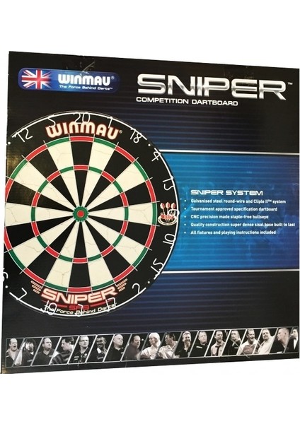 Profesyonel Dart Seti (Winmau Sniper Dart Tahtası, 6 Adet Winmau Ok, Winmau Ahşap Kabin)