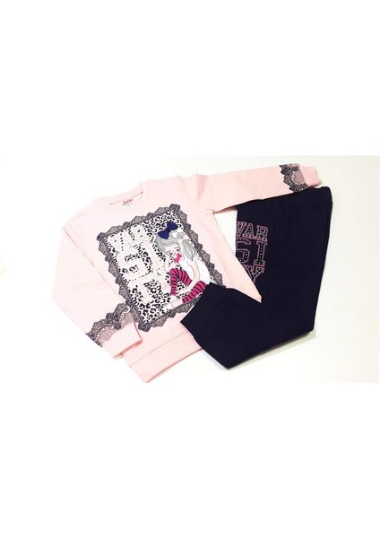 Dantelli Kız Çocuk Pijama Takımı