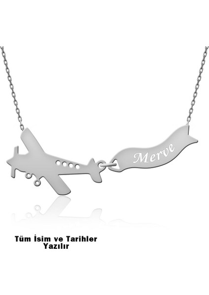 İsimli Uçak Gümüş Kolye