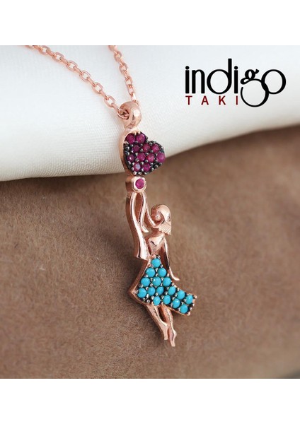 Kalpli Balonlu Kız Gümüş Kolye modelleri