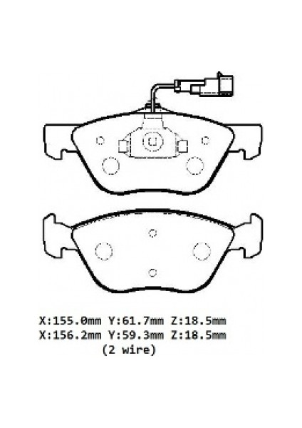 ALFA ROMEO 155- 93/97 ÖN FREN BALATASI KABLOLU (DİSK)(155x61.7x18.5/156.2x59.3x18.5)(BRAMAX)