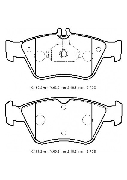 MERCEDES S CLASS- R170- 98/99 ÖN FREN BALATASI (DİSK)(150,2X66,3X18,5/151,2X60,8X18,5)(BRAMAX)