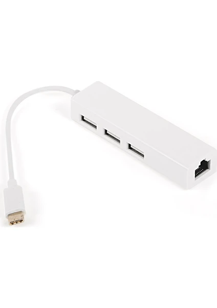 USB Type C - 3x USB 2.0 HUB+ 10/100 LAN Dönüştürücü (DK-AC-U31X23L)