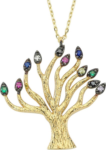 Altınsepeti Altın Renkli Taşlı Hayat Ağacı Kolyesi As992Kl