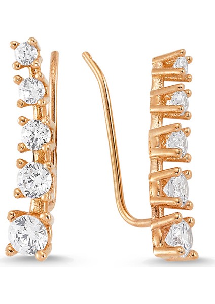 Altınsepeti Altın Rose Gold Beştaş Yan Küpe As169Kp