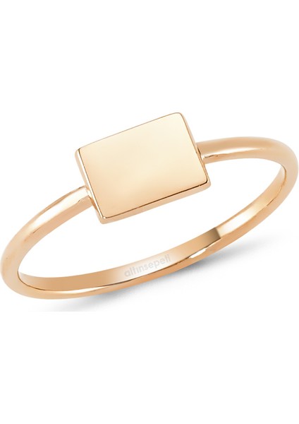 Altınsepeti Rose Altın Dikdörtgen Plaka Yüzük As217Yz 14