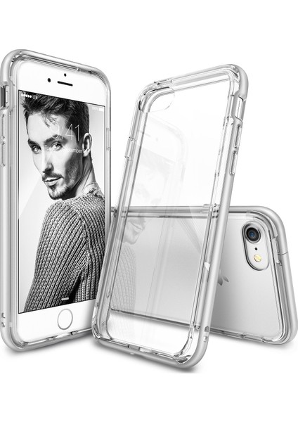 Frame iPhone 7 Çerçeveli Bumper Kılıf Ice Silver - Extra Tam Koruma