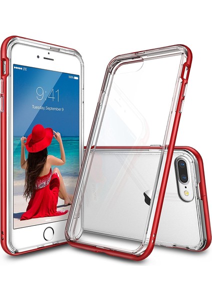Frame iPhone 7 Plus Çerçeveli Bumper Kılıf Blaze Red - Extra Tam Koruma