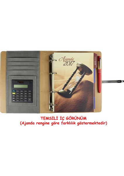 Hesap Makineli 2017 Ajanda, Özel Kilit Sistemli, Siyah Termo Deri Kapaklı