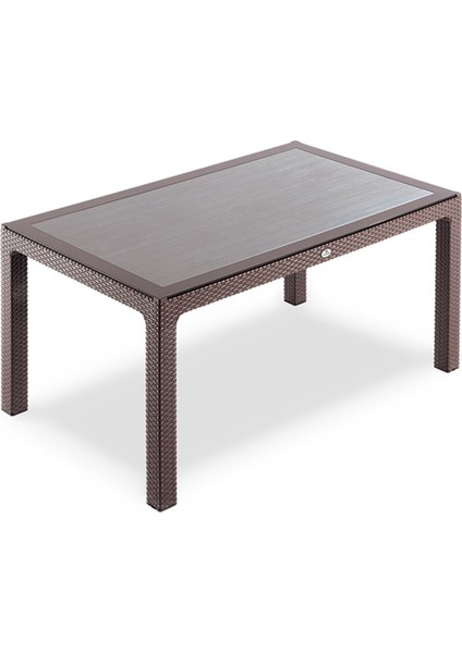 Classi 150G Rattan Dikdörtgen Camlı Masa - Kahverengi