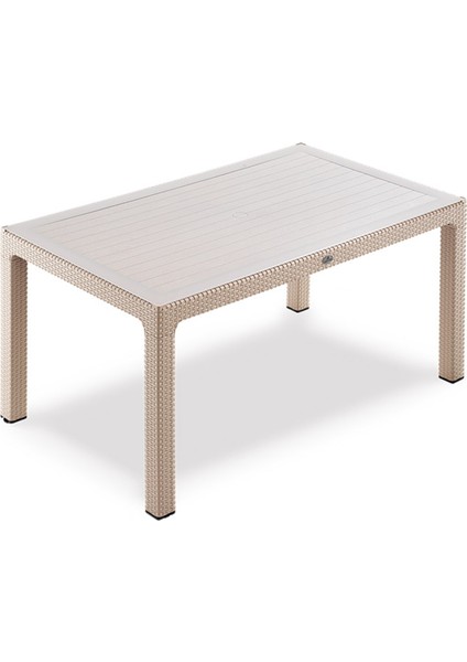 Classi 150G Rattan Dikdörtgen Camlı Masa - Cappucino