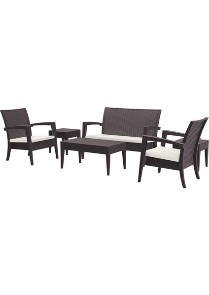 Rattan Miami Lounge Koltuk Seti - Kahverengi