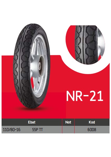 Motosiklet Dış Lastikleri Nr-21 110/80-16 Nr-21