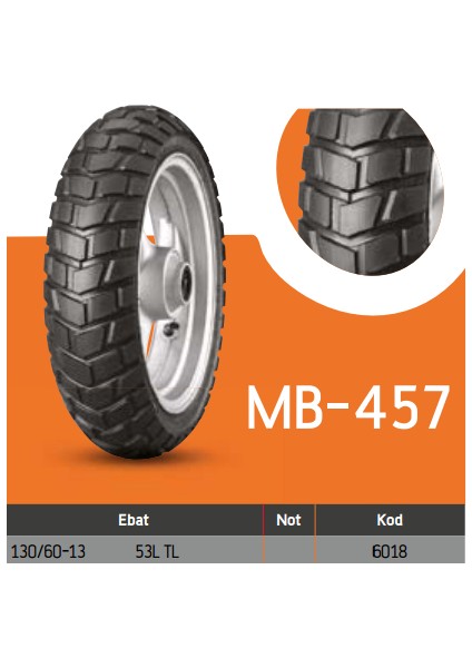 Scooter Dış Lastikleri Mb-457 130/60-13 Mb-457