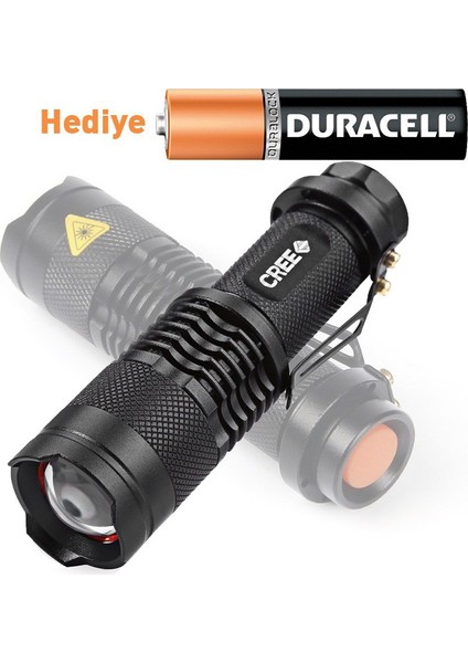 Barnetta Cree 2000 Lümen Ultra Güçlü Su Geçirmez Alüminyum Zoom Özellikli El Feneri + Duracell Pil Hediyeli
